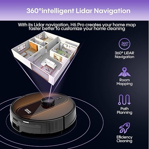 Miniatura 5 de Robot Vacuum and Mop Combo, 5000Pa Robot Vacuum Cleaner with Self-Emptying, LiDAR Navigation Vacuum Robot, Home Mapping, No-Go Zones, AppVoice