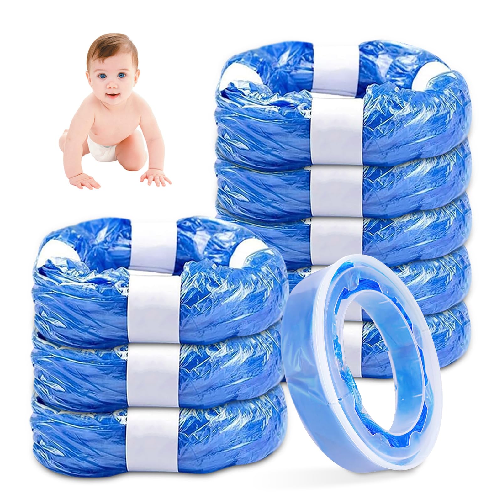 9 Pezzi Ricarica Mangiapannolini, NATNAV 4.5M Sacchetti Mangiapannolini Compatibile AngelCare, Litter Locker II,Incompatibile con Dress Up & XL,Classic XL(8 Buste & 1 Cestello di Ricarica)