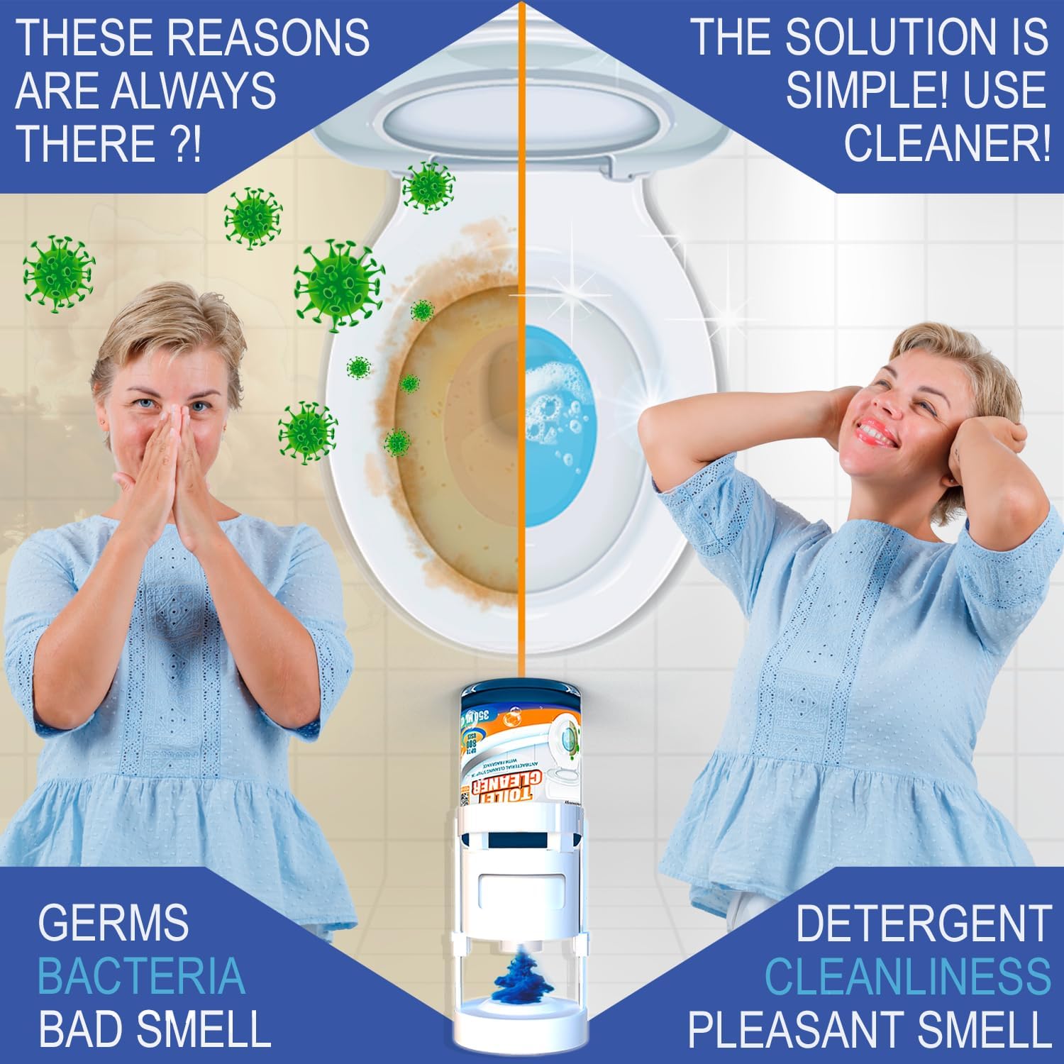 eHouse Automatic Toilet Cleaner with Refill — Flush-Activated Toilet Bowl Cleaner, Household Cleaning Solution - Toilet Cleaners for Hard Water, Removes Rust & Limescale, Fresh Lemon Scent. image 2