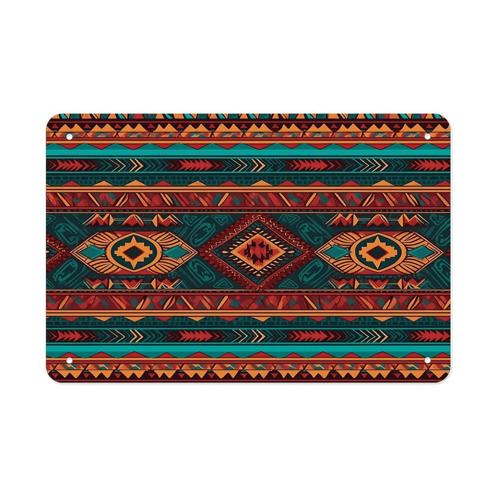 Fodpand Style Ethnic Geometric Pattern Wall Art Metal Signs Tin Sign