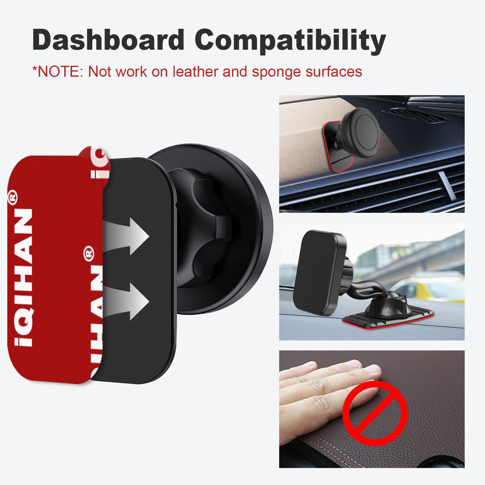 8 Stück Klebeband für Kfz-Handyhalterung, rechteckig, hitzebeständig, doppelseitig, Ersatz für magnetische Auto-Armaturenbrett-Handyhalterung, Ständer, Halterung und Windschutzscheibe, Dashcam