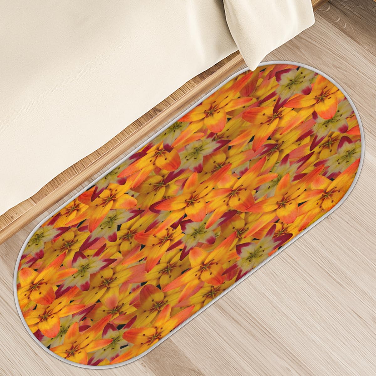 TropicalLife Dywanik w kwiaty 50 x 120 cm, nadruk kwiatowy długie włosy pogrubione dywaniki do pokoju kuchni domu łazienki wewnątrz antypoślizgowa mata podłogowa dywaniki