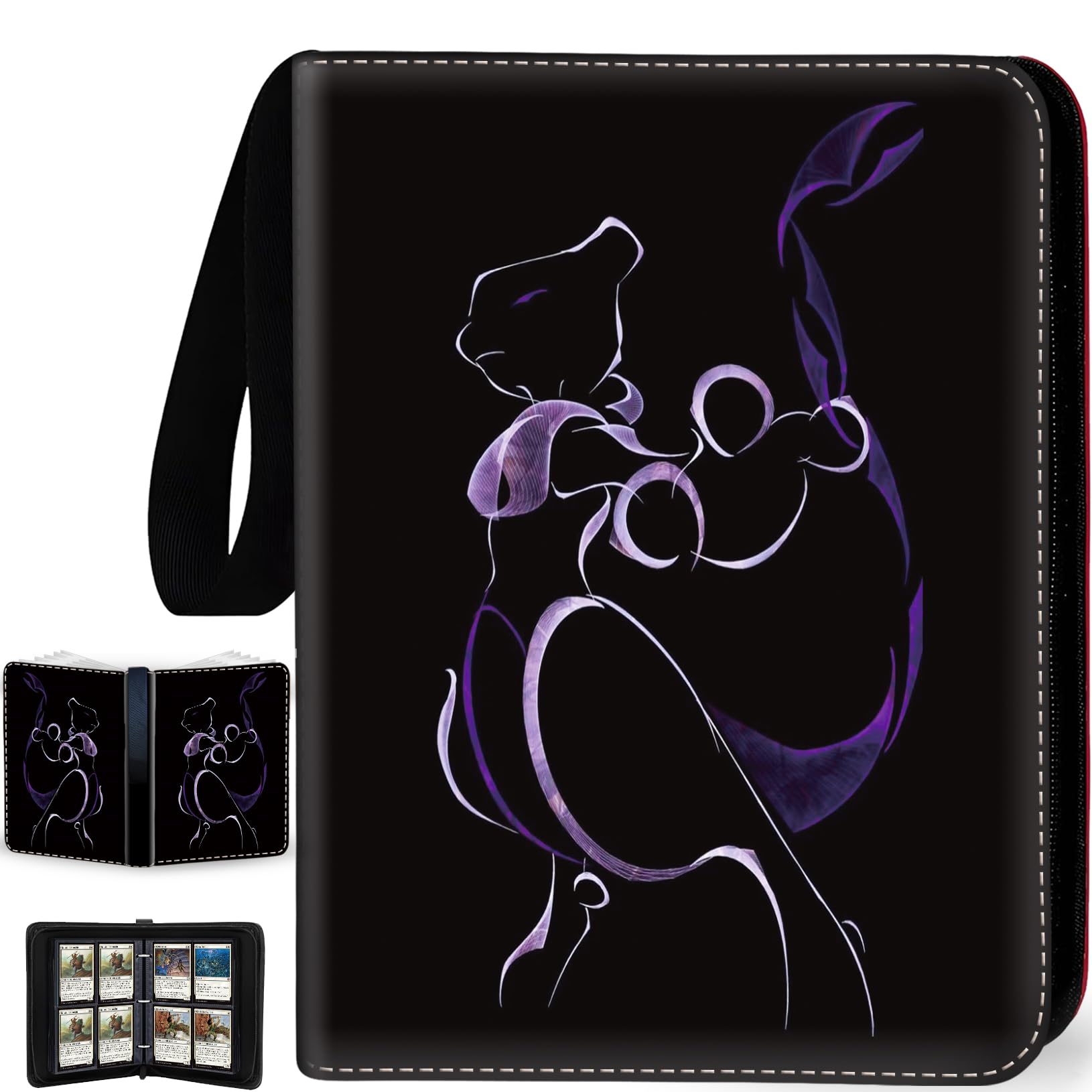 Trading Card Binder with Removable Sleeves, 4 Pocket Card Binder 440 Cards