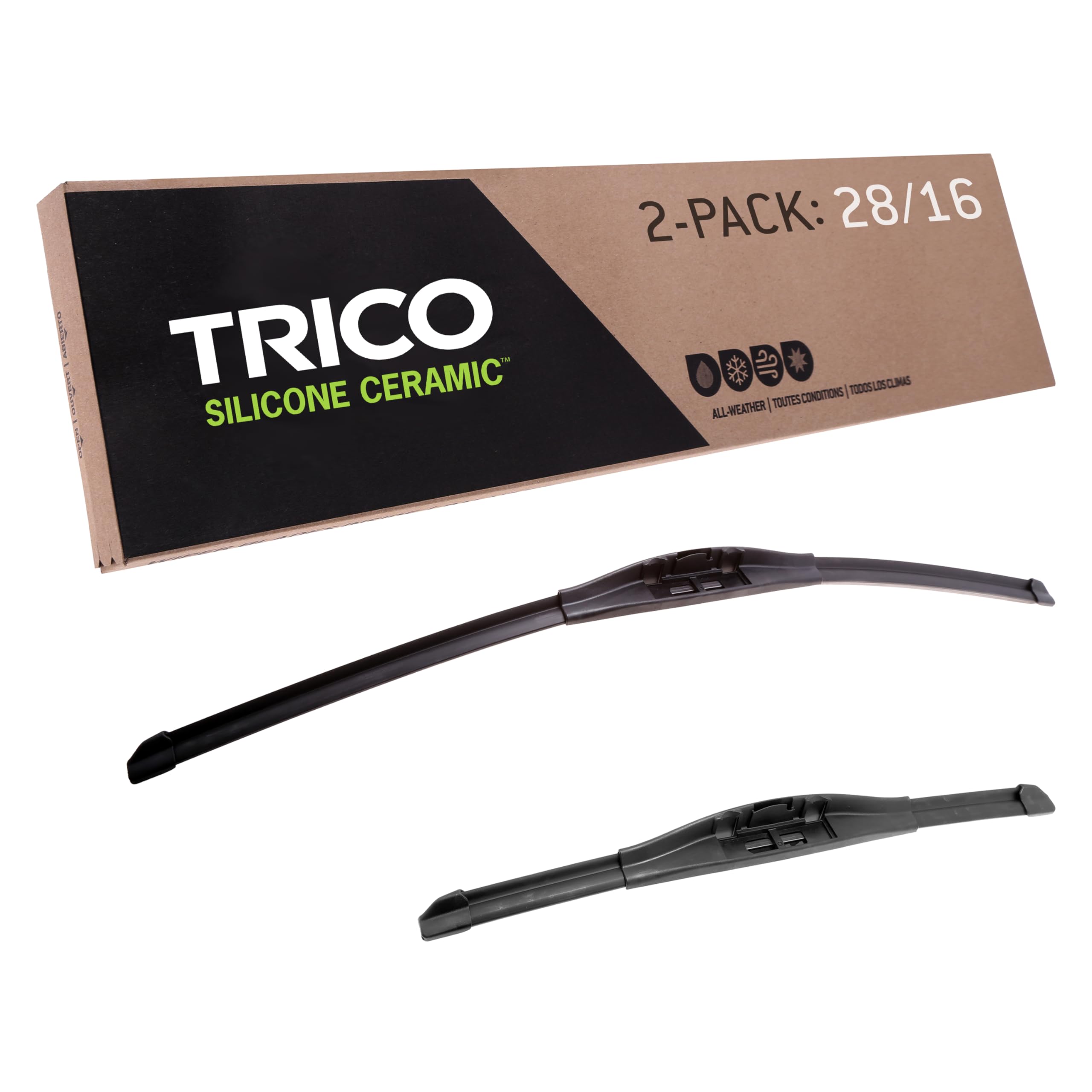 TRICO Silicone Ceramic Automotive Replacement Windshield Wiper Blade, Ceramic Coated Silicone Super Premium All Weather includes 28 inch & 16 inch Beam blades for Select Nissan Models (90-2816)