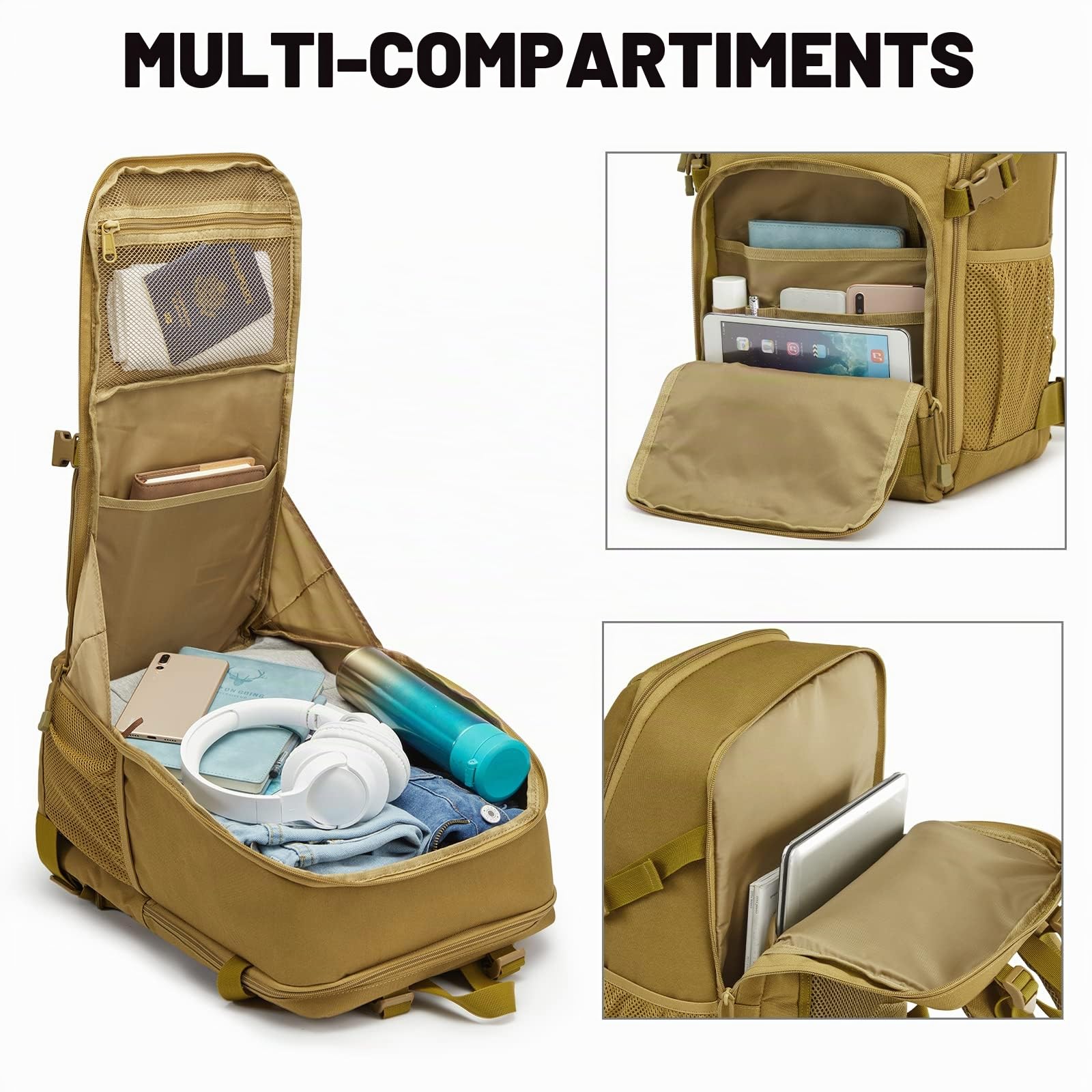 G4Free Sac à dos tactique militaire de 35 l - Grand sac à dos militaire - Sac à dos Molle - Sac à dos pour activités de plein air randonnée camping trekking chasse