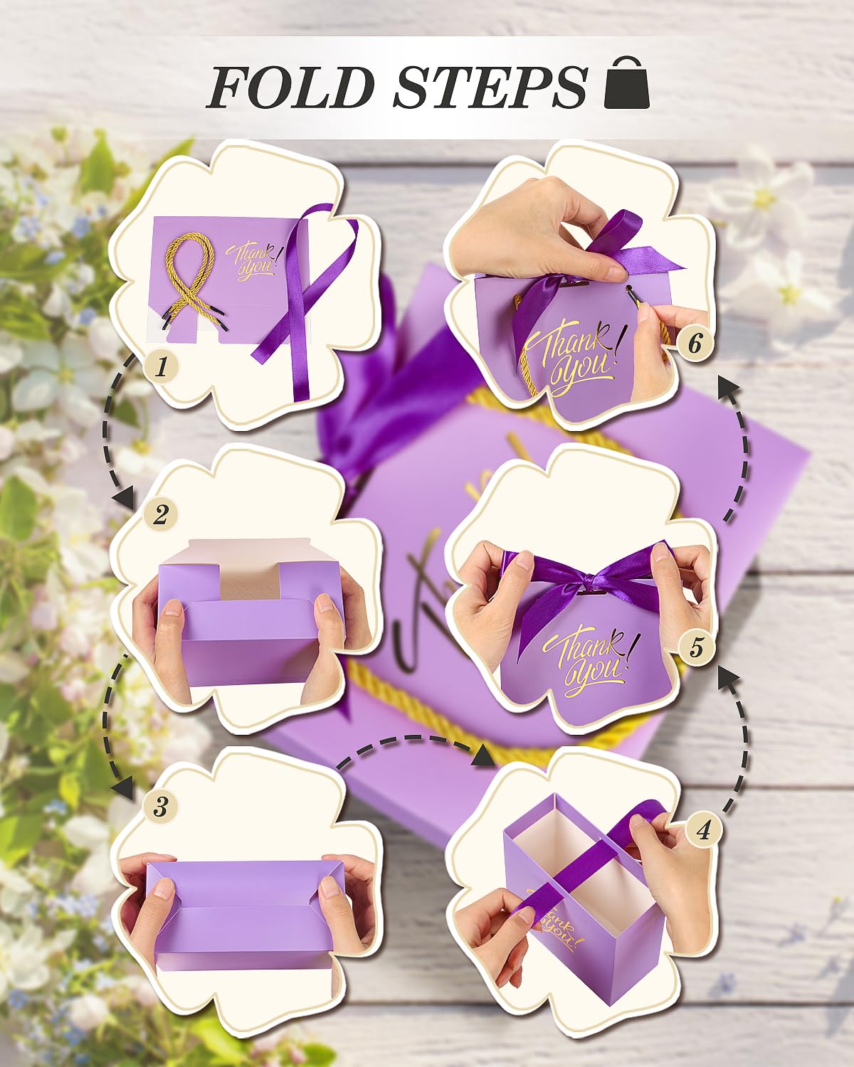 EQOREIIN 60 sztuk małych torebek na prezenty z podziękowaniami, z uchwytami, 14 x 6 x 11 cm, torby na prezenty z kokardką, papierowe torby na prezenty luzem, na baby shower, ślub, upominek na imprezę