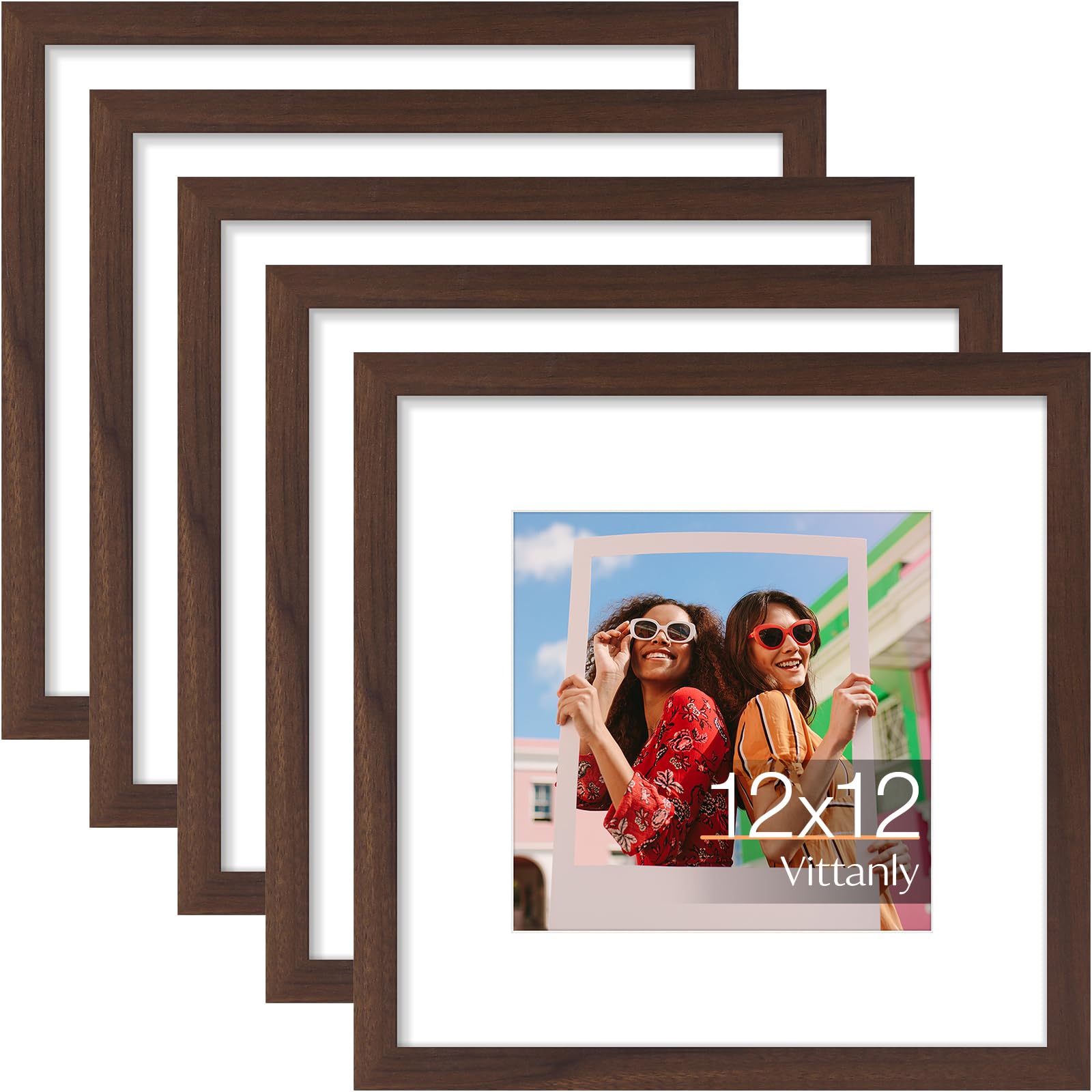 Vittanly 30,5 x 30,5 cm Bilderrahmen 5er Set Wandmontage Hellbraun