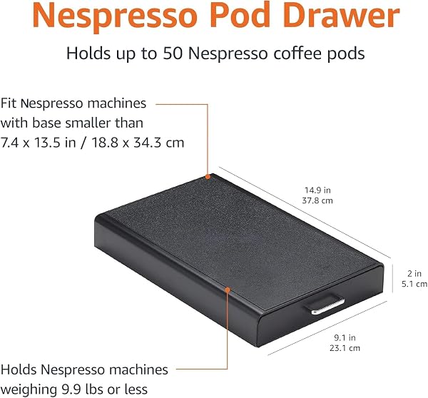 Amazon Basics Rangement pour Orignalline Nespresso avec 1 Tiroir - 50 Capsules Capacité, Noir - 2