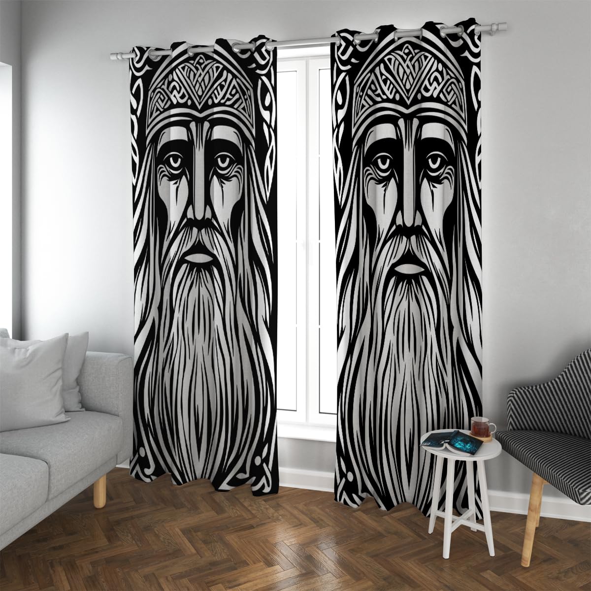 Rideaux occultants nordiques sombres W140xL215cm à œillets
