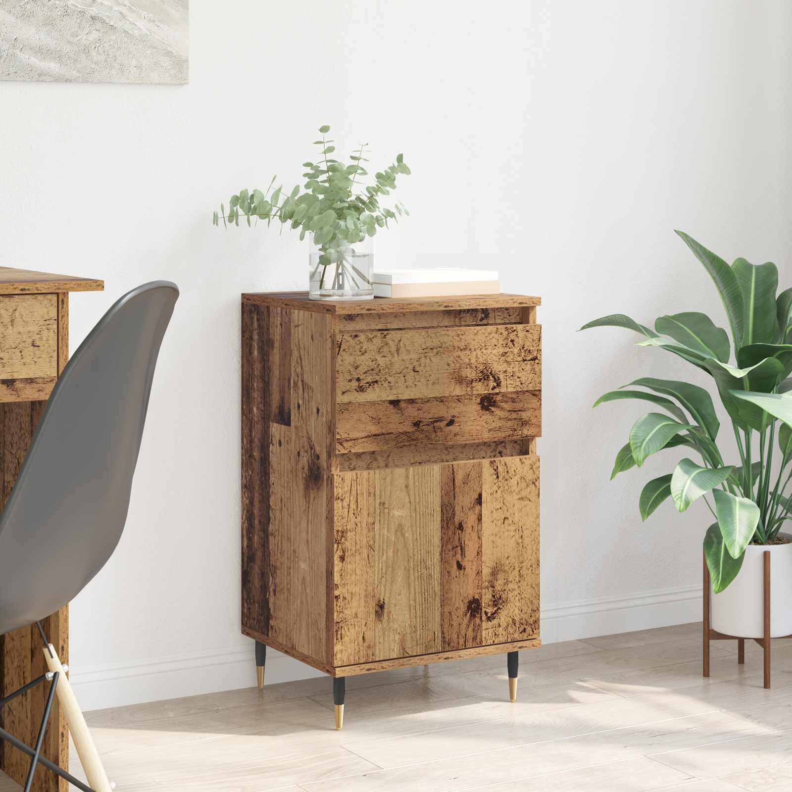 Aparador de madera vieja de 70 cm, armario de salón moderno y mueble auxiliar de comedor