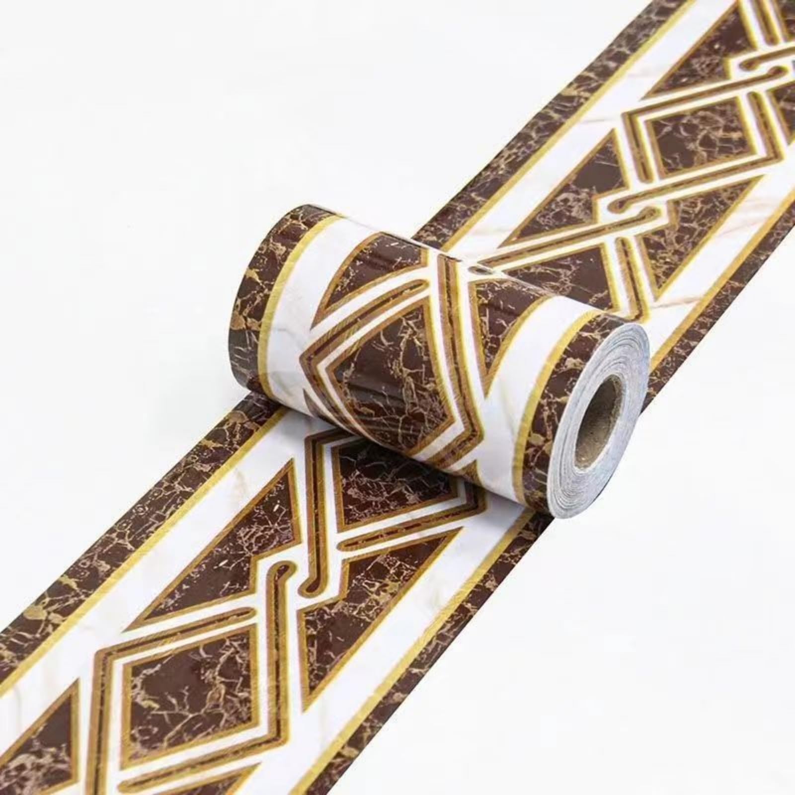 Visitryl Red Brown Modern Marble Red-Brown Wallpaper Border Self Adhesive Wall Tiles Decorative, Peel And Stick Wall Border Bathroom Stickers 10Cm X 1000Cm