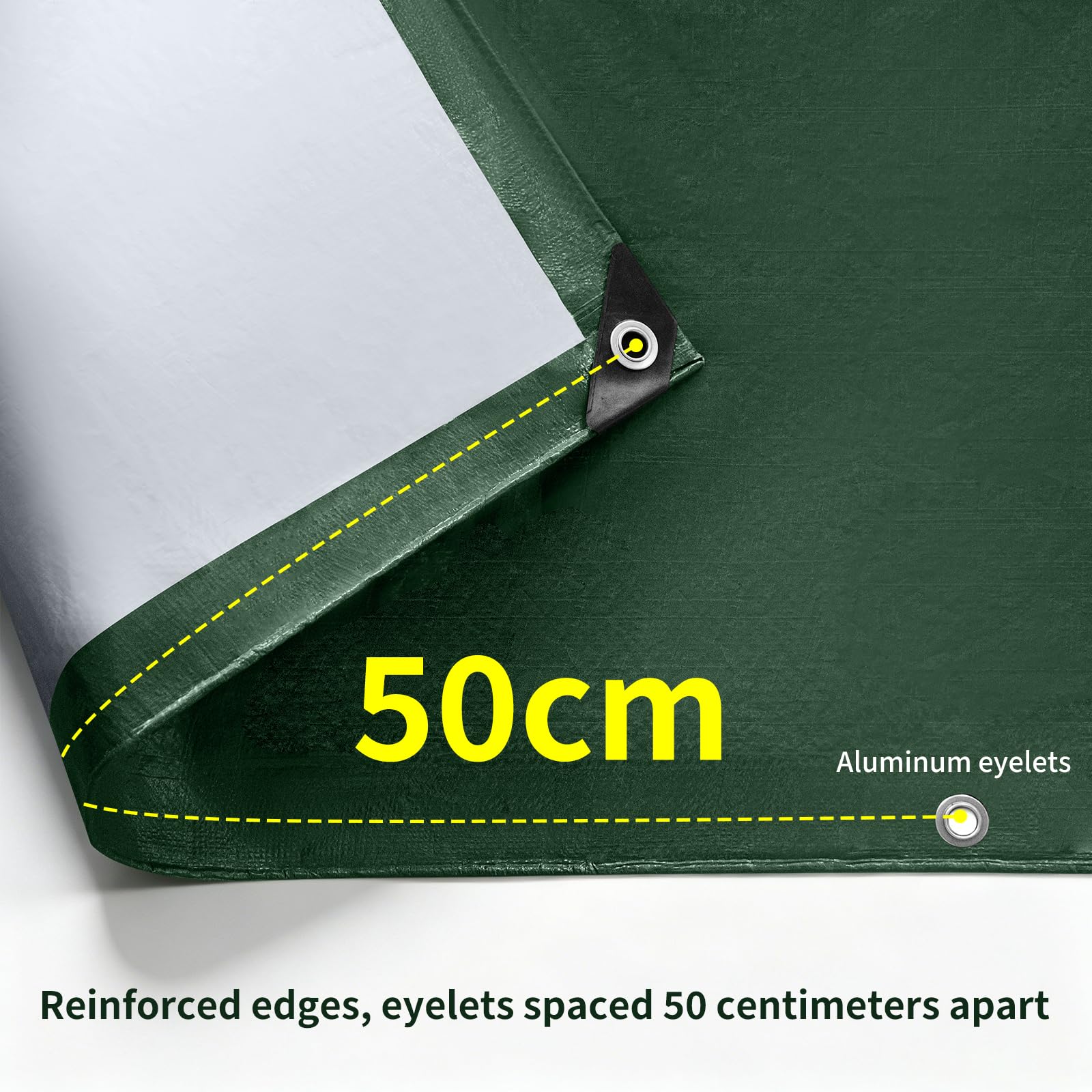 Dripex Bâche de Protection Exterieur 140g/m² Bâche à Oeillets Vert-argenté 5 x 6 m pour Bois, Meubles de Jardin, Voitures, Piscines Bâche Imperméable et Indéchirable