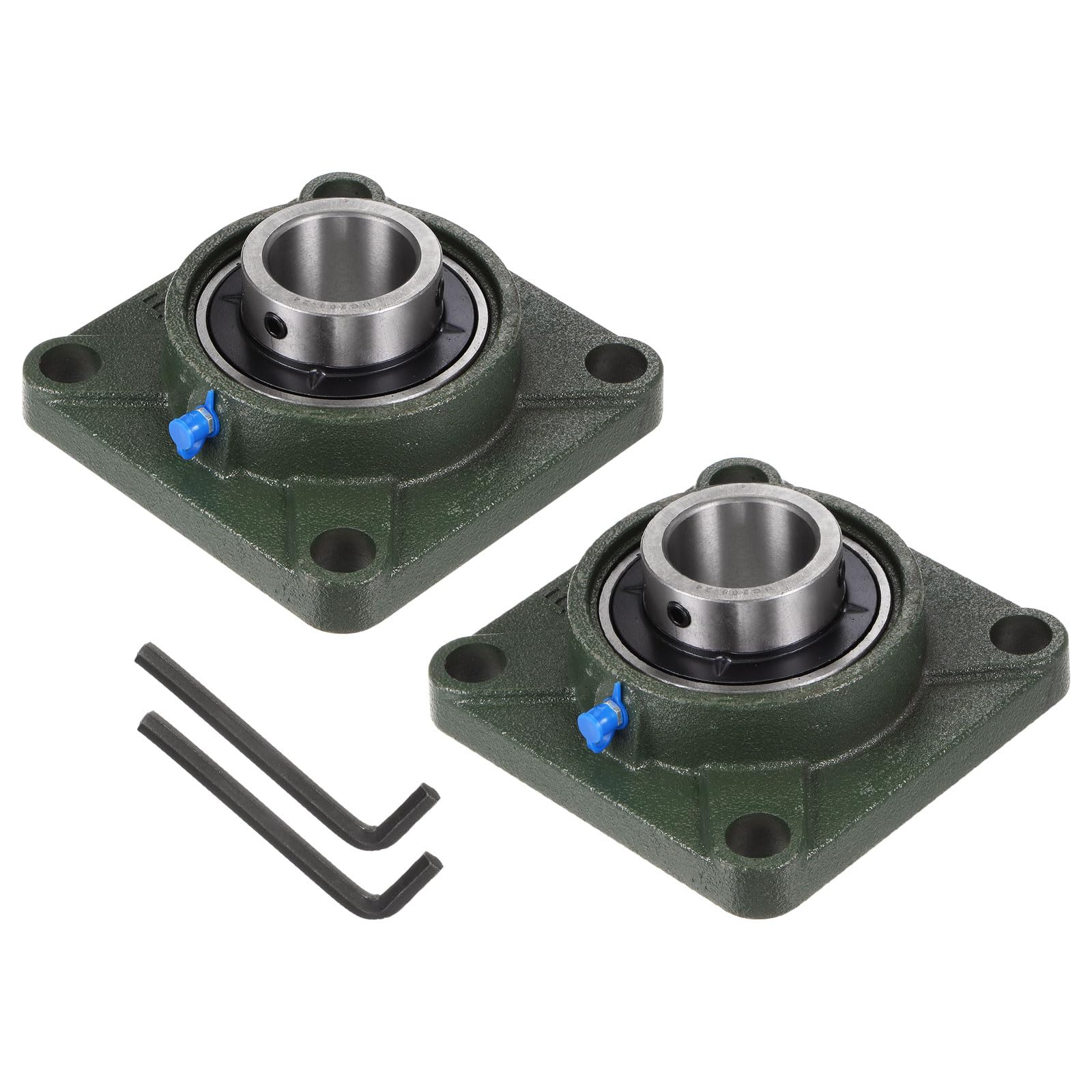uxcell Lot de 2 roulements à billes UCF208-24 - Alésage de 2,5 à 1,3 cm - Base en fonte - Roulements à billes montés en acier chromé - Auto-alignement avec clé hexagonale
