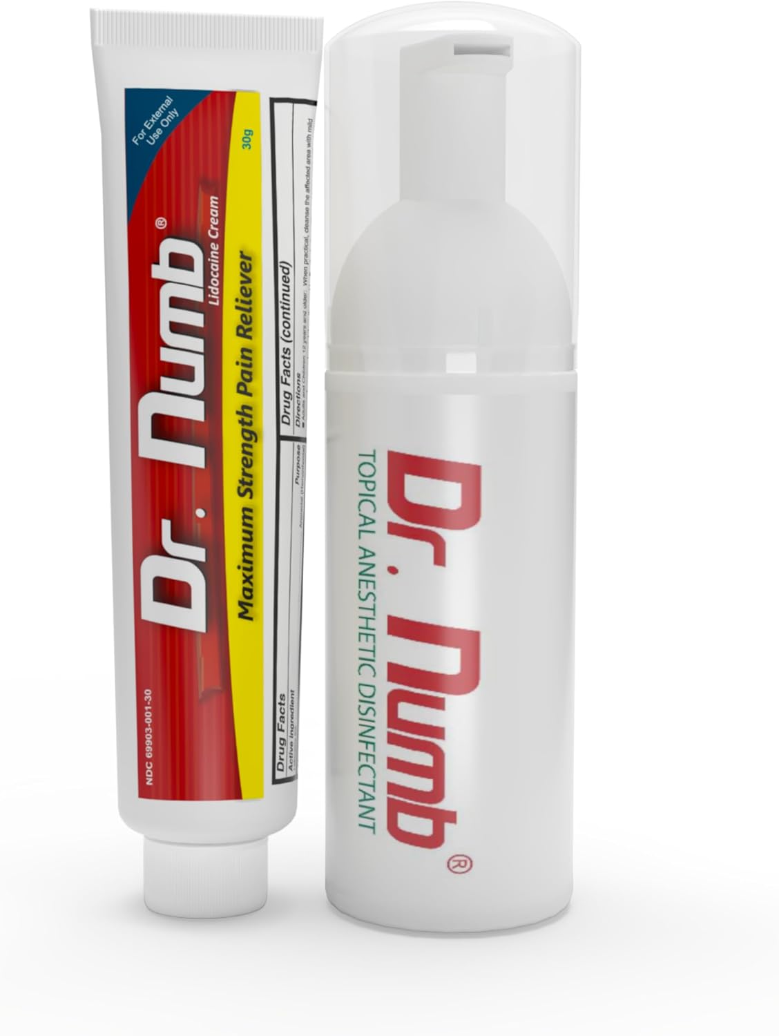 Dr. Numb Set of 5% Lidocaine Topical Anesthetic Numbing Cream and 4% Lidocaine Foam Soap – Fast-Acting Pain Relief, Burn & Itch Numb for Hemorrhoid Treatment, Local and Anorectal Uses