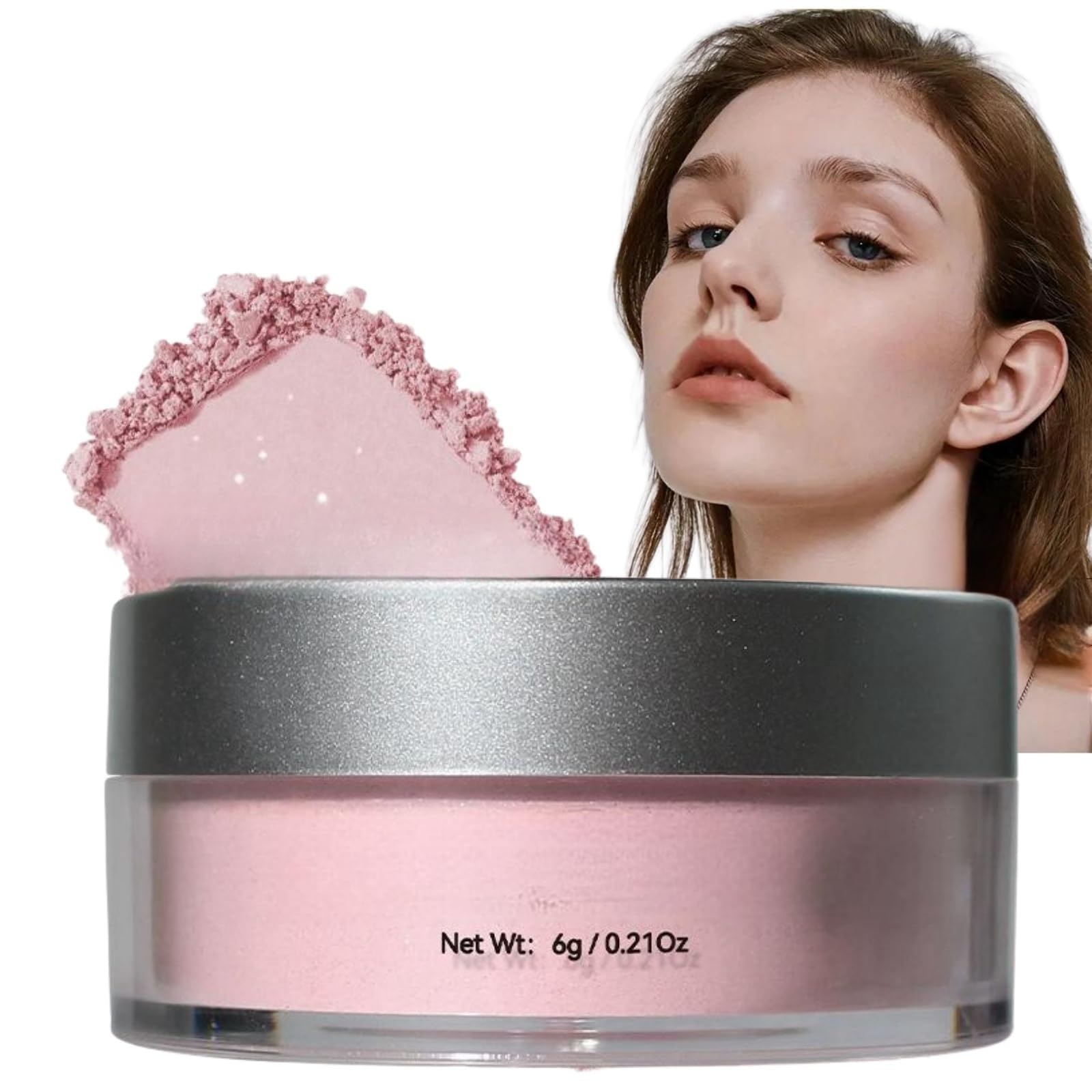 Translucent Setting Powder - Prime & Stay Finishing Powder for Women, Natural Matte Compact, Oil-Control & Lightweight Loose Face Powder (Pink)