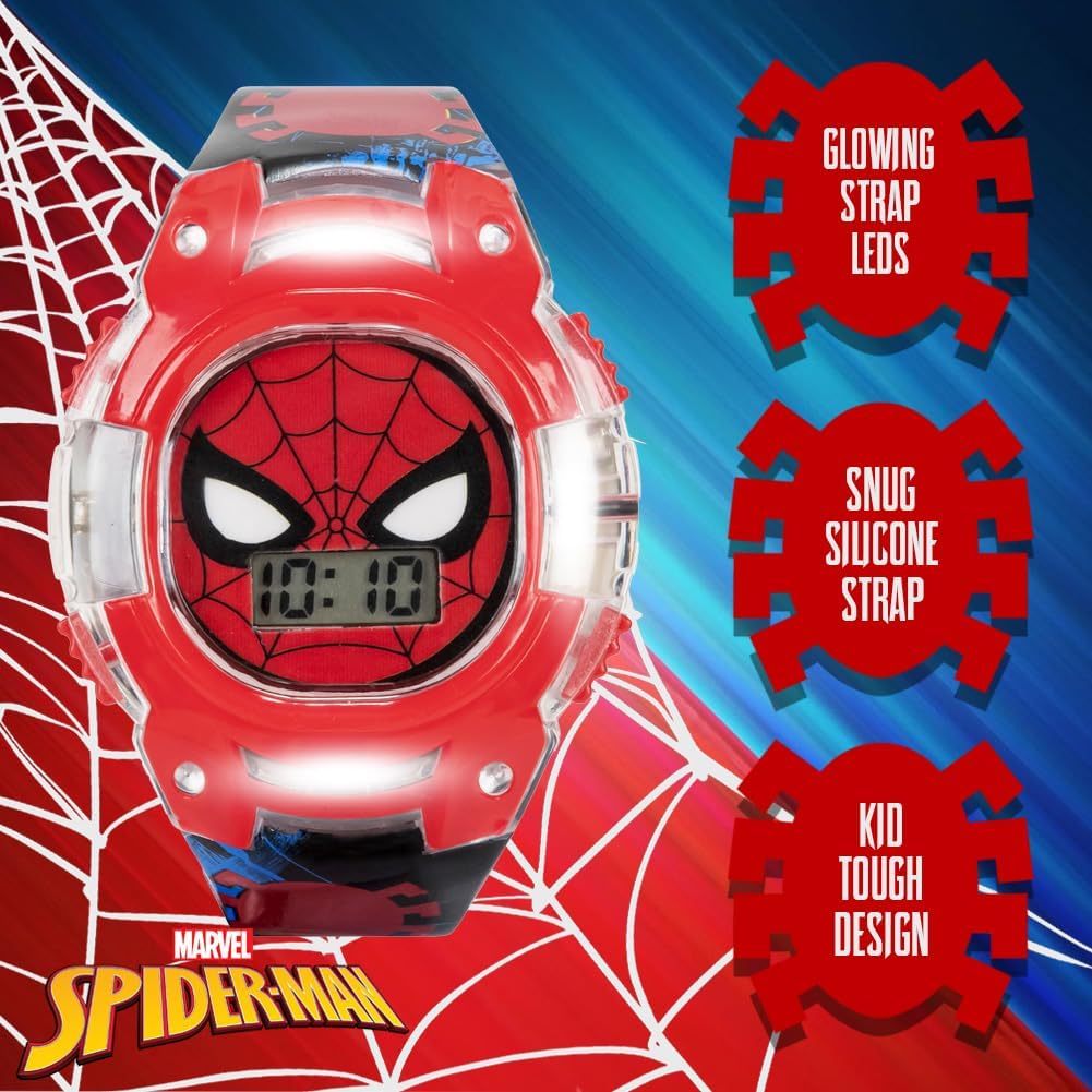 Marvel Spider-Man Kids Digital LCD Watch with Light-Up Bezel, Easy-Read Display, and Adjustable Strap – Fun Digital Watch for Boys & Girls – Fits Wrists 5.5”-8” – Includes Collectible Tin Box - Image 5