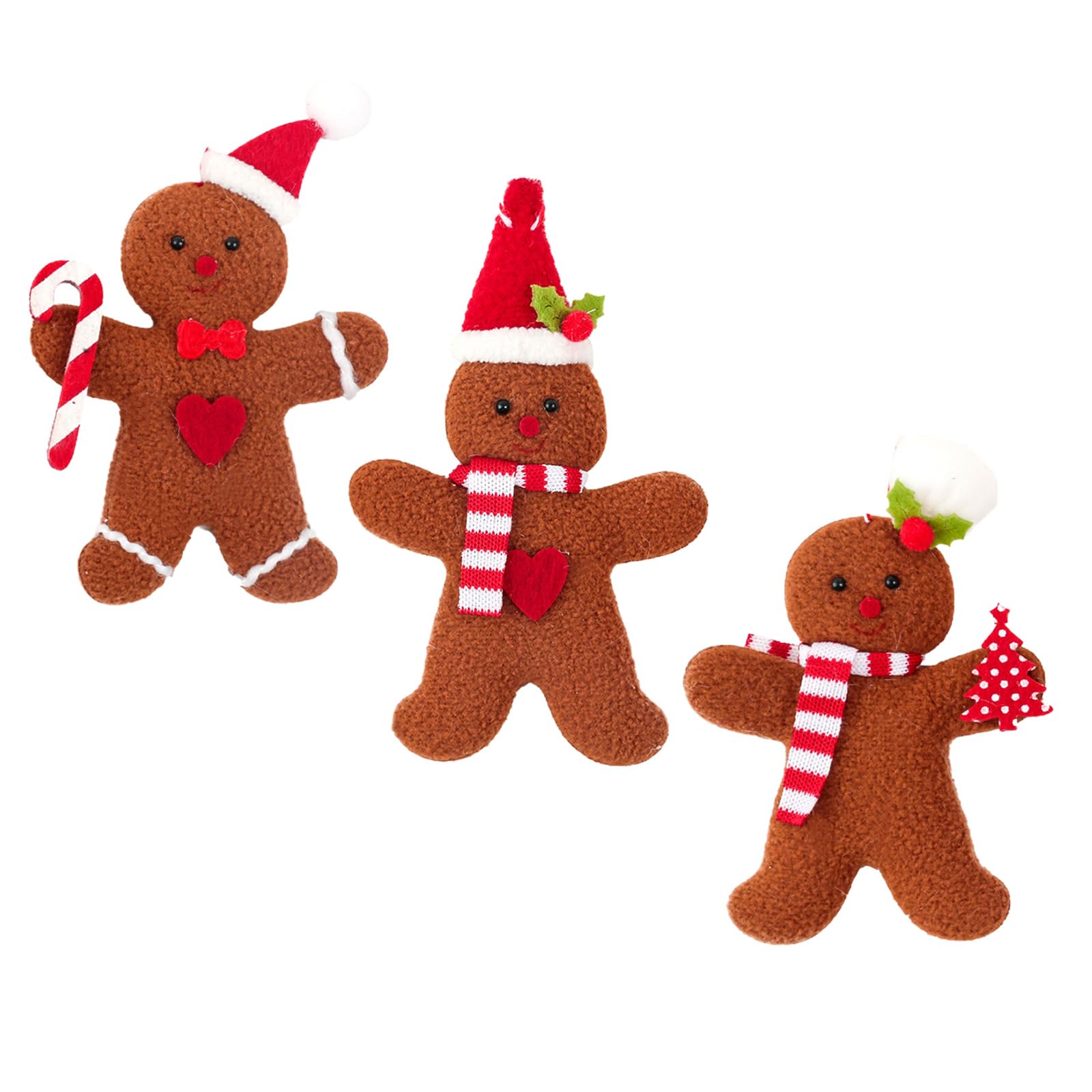 3 Pieces Stylish Fabric Gingerbreads Christmas Ornaments Easy to Hanging Decorative Accessories for Festival Season Christmas Gingerbreads Ornaments