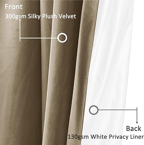 Miniatura 6 de Fcosie Cortinas de terciopelo extra anchas de 250 pulgadas de ancho x 102 pulgadas de largo, ganchos planos con forro blanco, cortinas de telón de