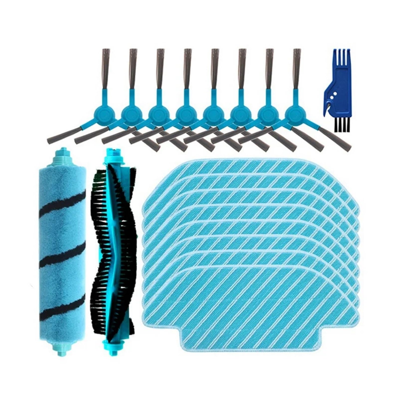SteFik Kits de repuestos for Robot barredor. Compatible for Robot Aspirador Cecotec Conga 4090 4490 4690 5090 5490 6090, Cepillo de Rodillo Lateral/Suave, Repuesto de Trapos de paño de mopa