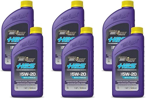 Royal Purple HPS 5W20 Aceite de motor de alto rendimiento, caja de 6 cuartos de galón
