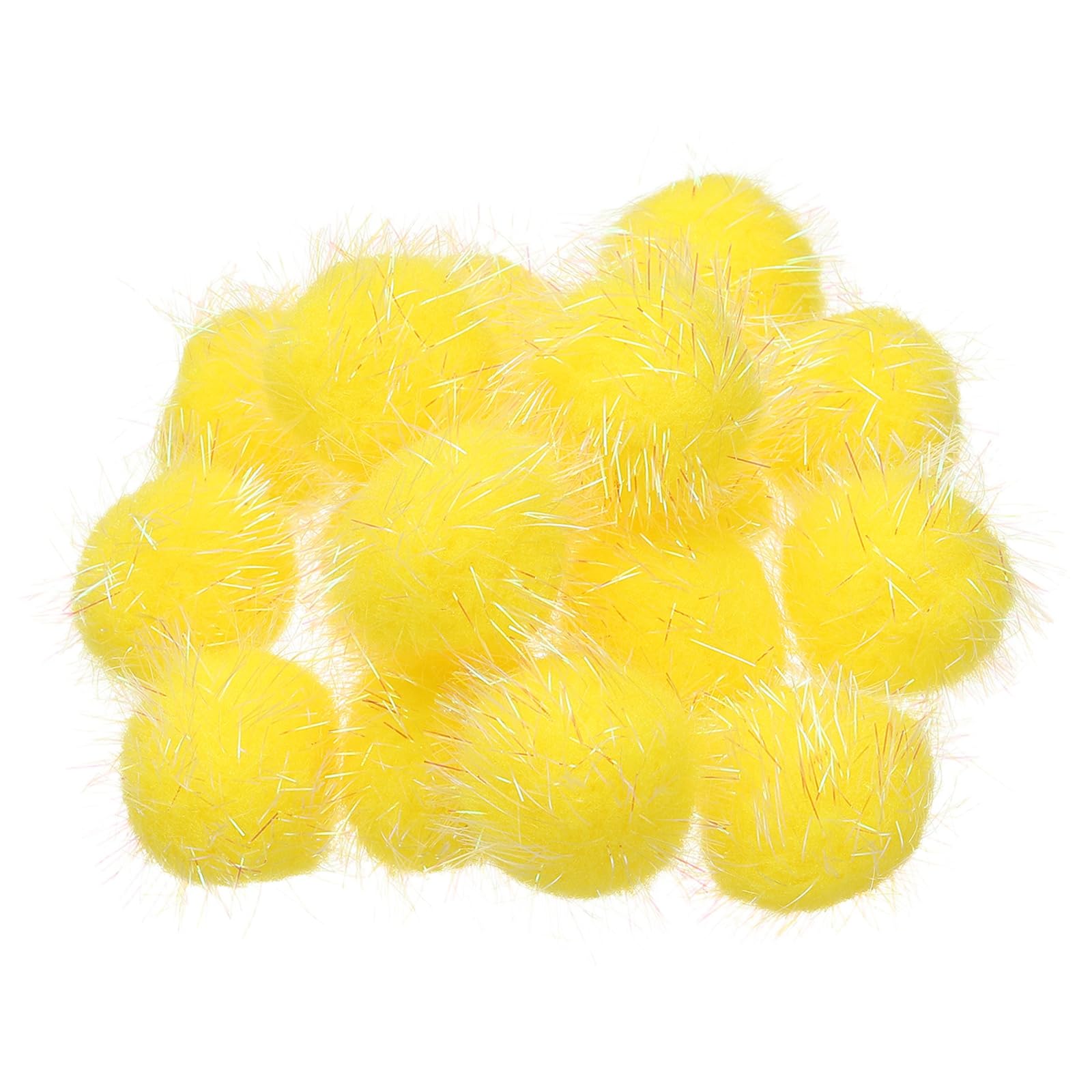 PATIKIL Sparkle Flash Balls, 16 Pcs 1.8 Inch Cat's Favorite Glitter Pom Poms Tinsel Fuzzy Balls for Pet DIY Craft Clothing Hats House Festival, Yellow โ image 1