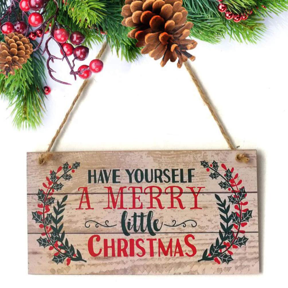Beavorty Adorno Colgante Navideño de Madera para Puerta 20x10 Cm Diseño Brillante para Adorno Navideño en Fiestas y Entrada