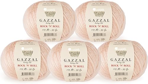 Miniatura 6 de Gazzal Rock 'n' Roll - Ovillo de lana de 5 bolas en total 8.8 onzas, 21% acrílico, 70% poliamida, 9% lana merino, cada 1.76 onzas  125 yardas (377.3