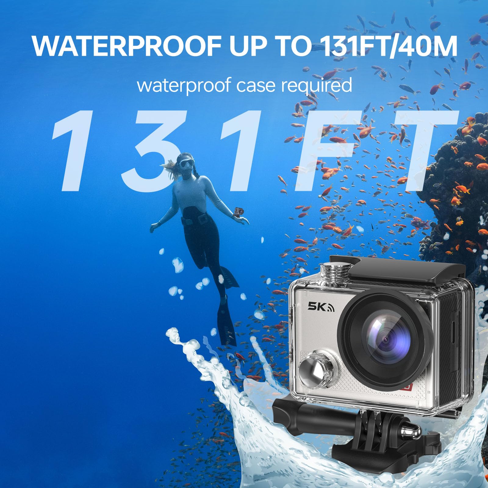 Amazon | Hiicam speed60 防水アクションカメラ 4K30FPS 30MP WiFi搭載