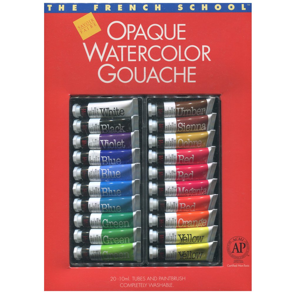 Amazon.com: Savoir-Faire Opaque Watercolor Gouache Set, 20-Colors