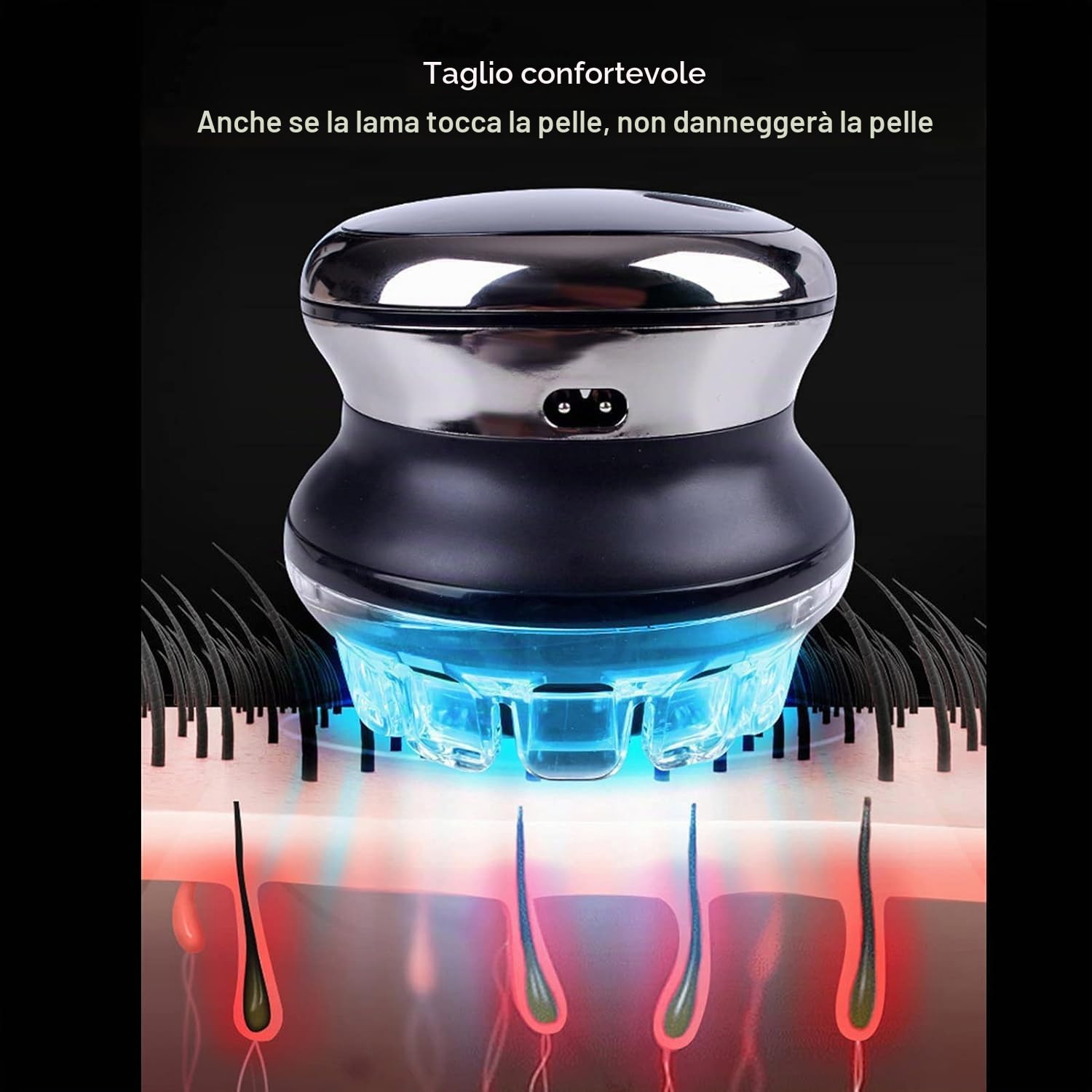 Head Shaver Rasoio Elettrico Rotante Rasoi a Testa Calva per Uomo Tagliacapelli Elettrico USB