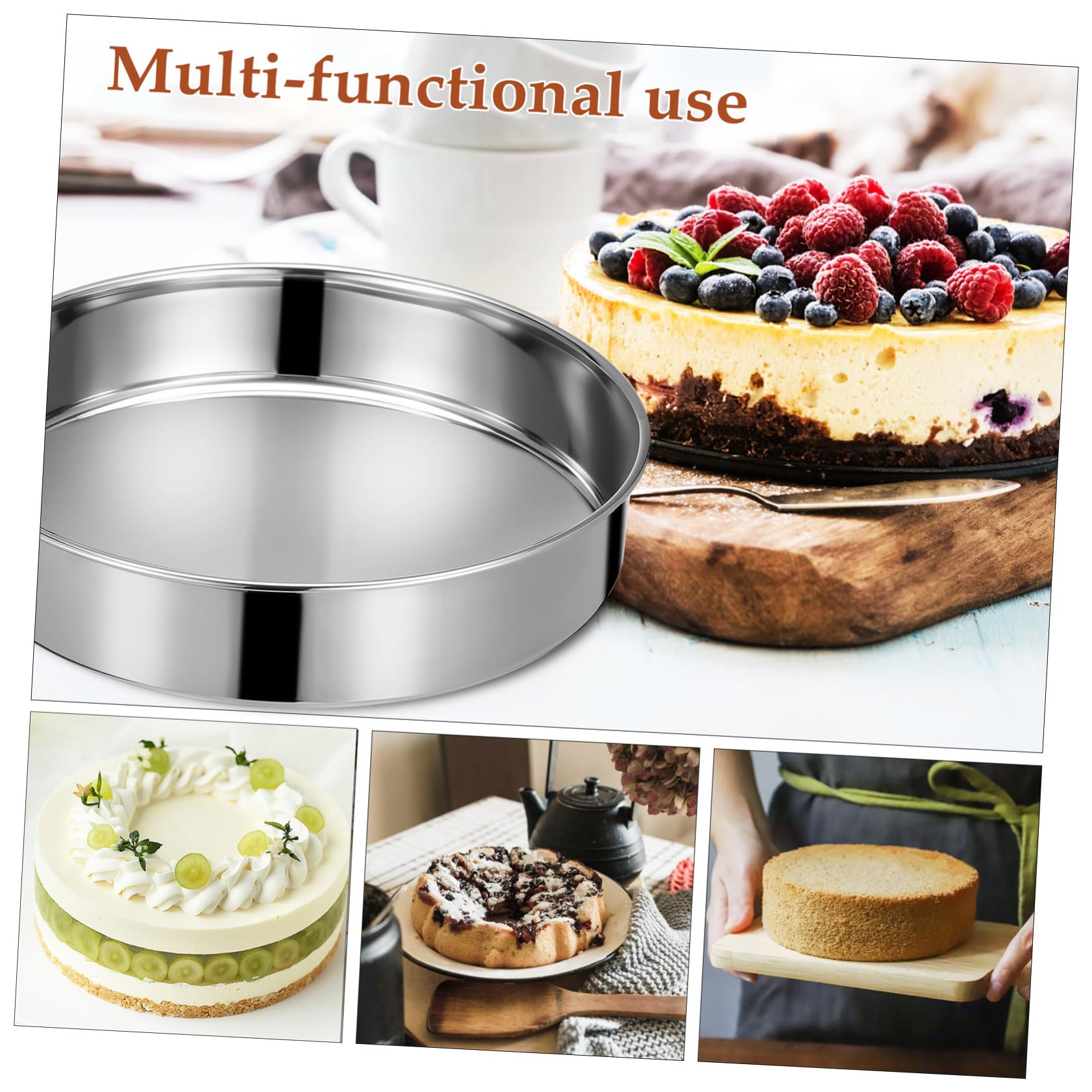 Housoutil Molde Circular Bandejas Redondas Duraderas 2 Piezas para Pastel de Acero Inoxidable Herramientas Multiusos para Hornear y Preparación de Comidas para Repostería