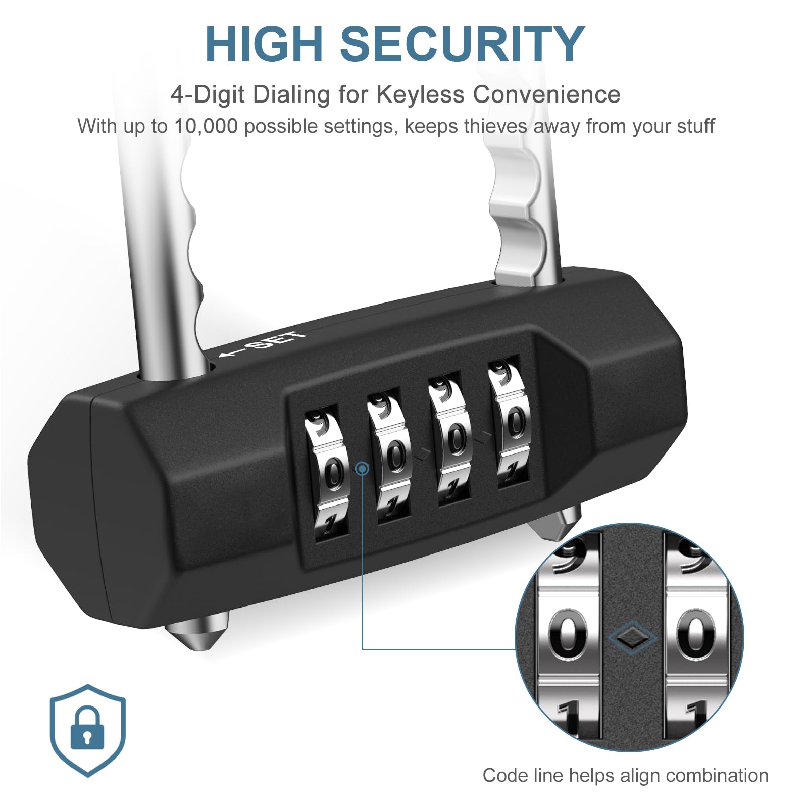 Ankilo 4 Digit Combination Padlock, Padlocks with Code Outdoor Waterproof Combination Locks, Zinc Alloy Material - Image 4
