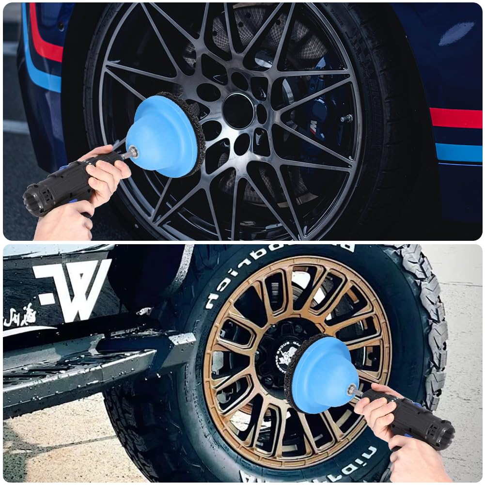 Radnabenschleifer mit Adapterstange, Innen-Ø 90 mm, Außen-Ø 150 mm, Kugelkopfschleifer für Anhängerkupplung, Nabenschleifer für Schnelle Reinigung der Radnabe (Blau)