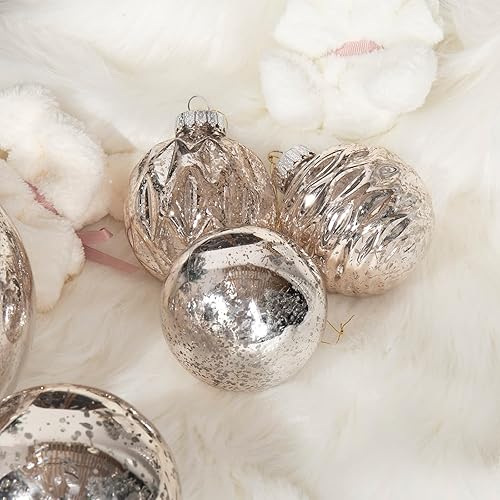 Miniatura 2 de Bola de árbol de Navidad transparente para colgar, inastillable, extra grande, bola de mercurio decorativa con ganchos para adornos de árbol, para