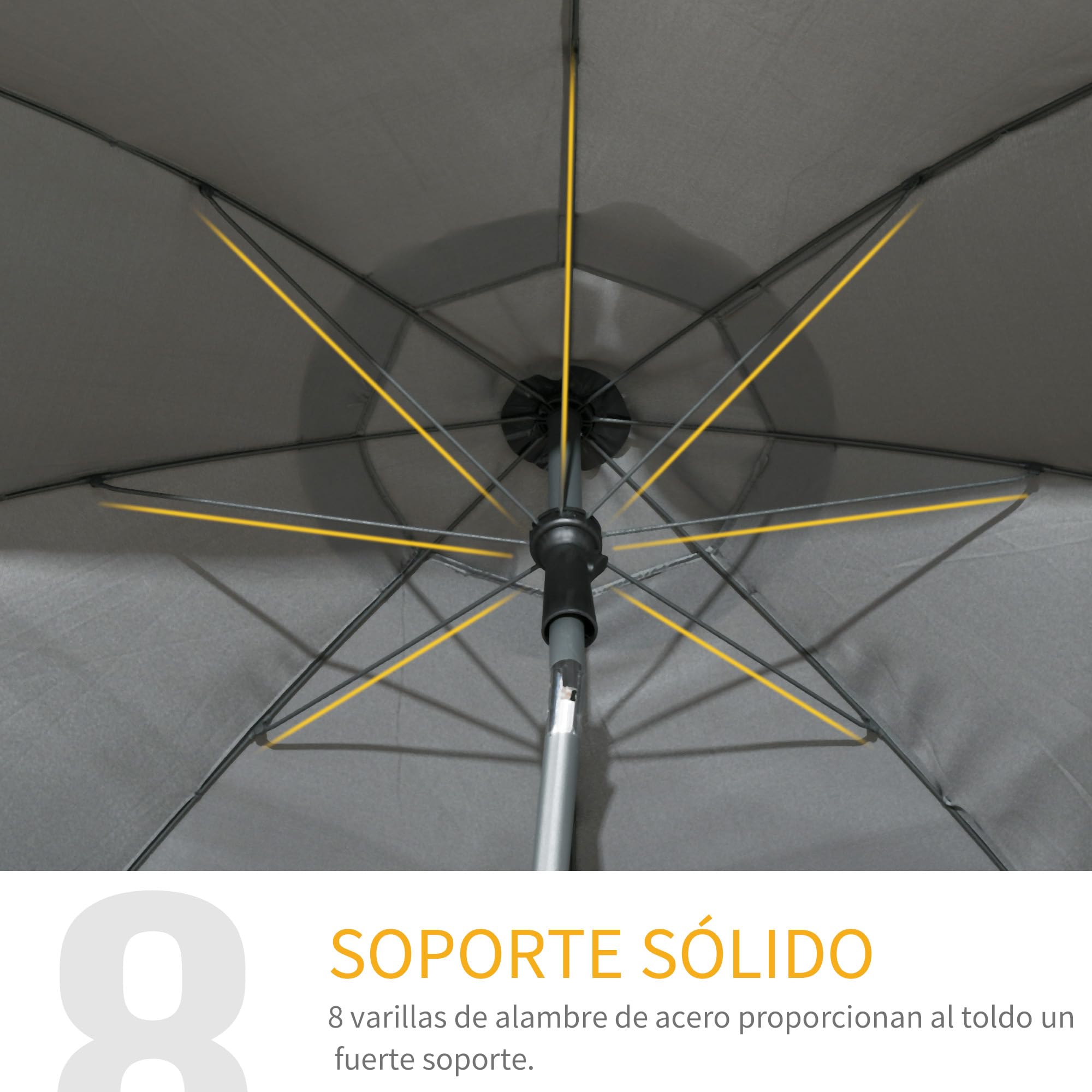 Outsunny Sombrilla de Playa Ø180 cm Toldo Inclinable 45° UV50+ Azul | Sombrilla de Terraza Exterior Grande, Impermeable, Mástil de Ø32 mm