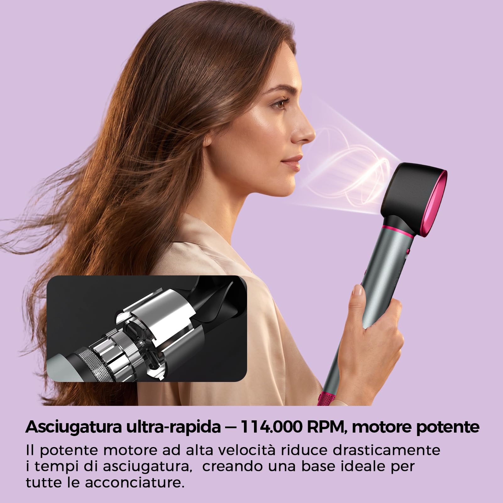 Air Styler 7 in 1, Cweixi Asciugacapelli Ionico, Arricciacapelli Automatico | Asciugatura Rapida, Spazzola Lisciante e Volumizzante, Senza Danni da Calore, Tutti i Capelli, Custodia in Pelle