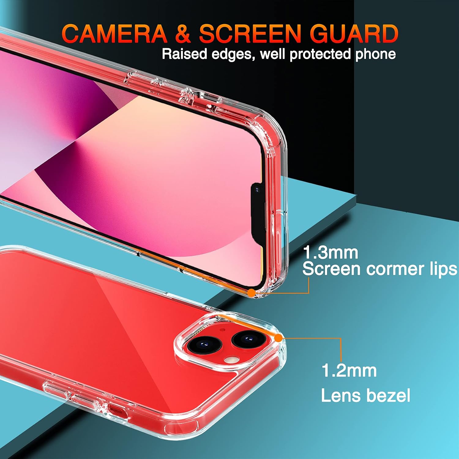 Ferilinso Shockproof Bumper Phone Cases Designed for iPhone 13 Mini Case,Slim Cover, Military Grade Protection, 10X Yellowing, Hard pc Back with Flexible Frame, Bumper Transparent
