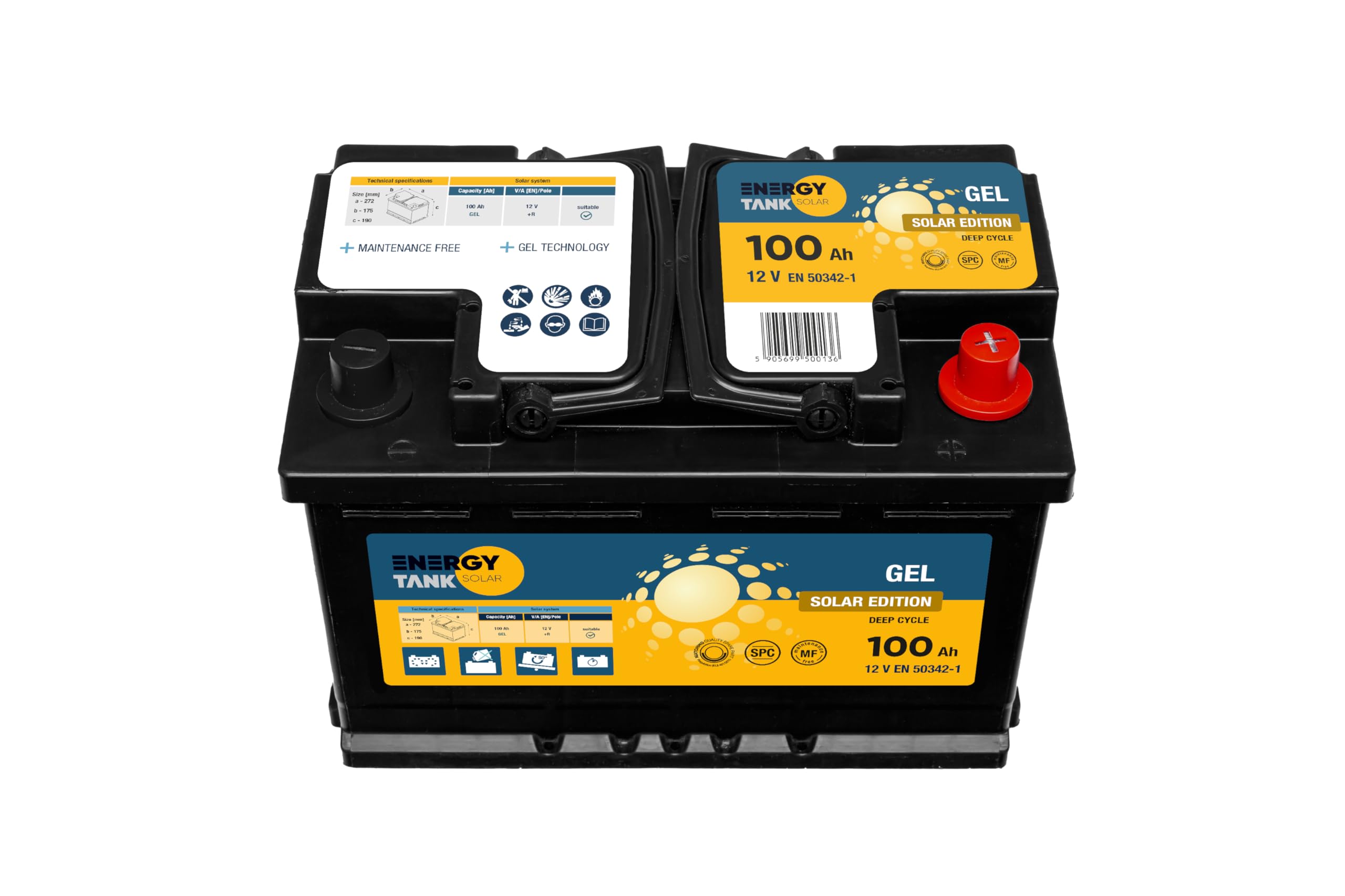 Batteria Solare al Gel 12V 100Ah per Auto, Uso Mobile e Stazionario | Batteria di lunga durata, protetta contro vibrazioni e urti, ideale per applicazioni mobili e stazionarie