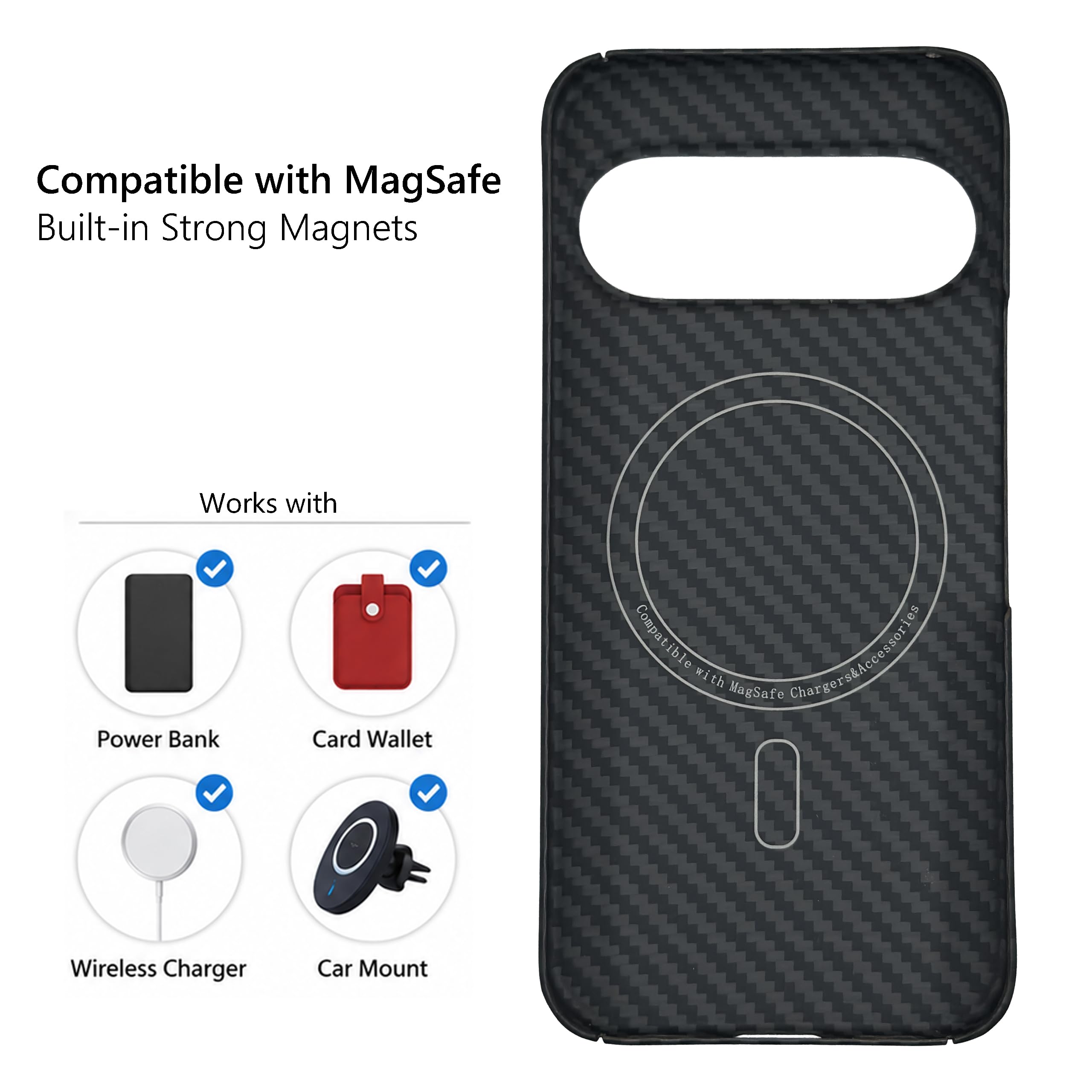 Sisyphy Custodia magnetica sottile per Google Pixel 11 Pro XL, in fibra di carbonio aramidica, 1500D