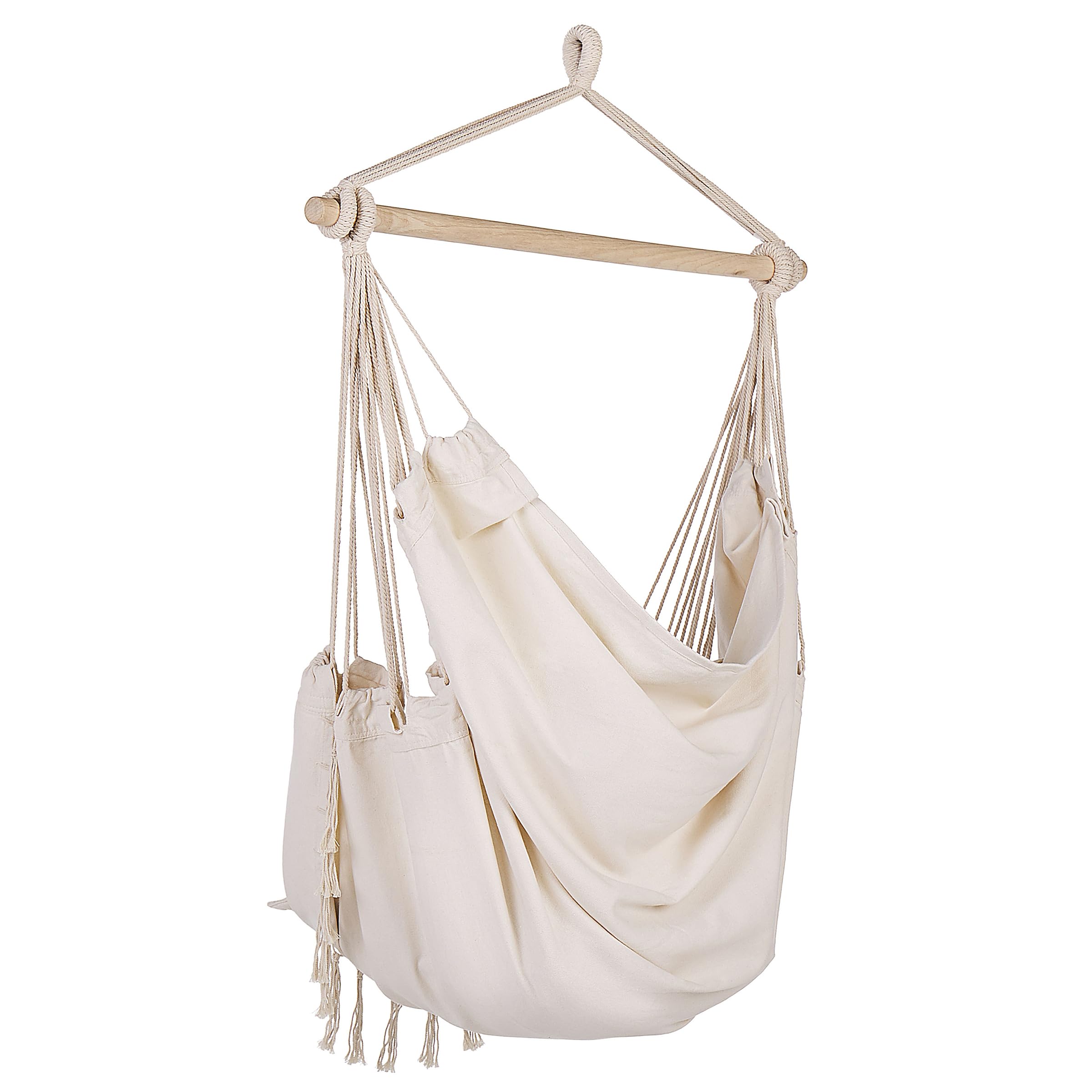 Silla Colgante de algodón poliéster Beige Columpio Hamaca Boho Interior Exterior Bonea