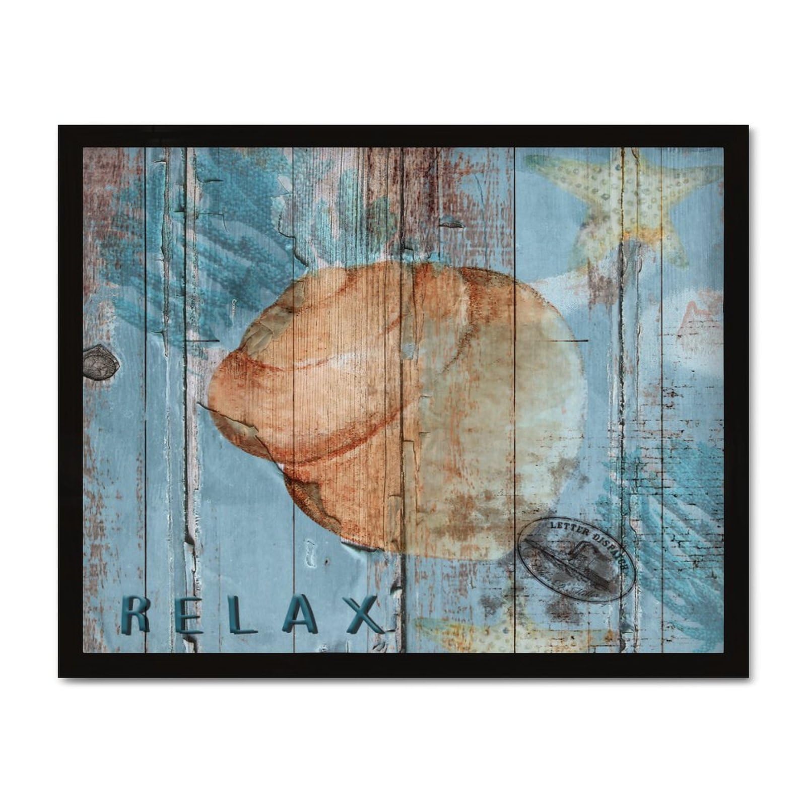 Panneau encadré en bois thème ocean et crabe pour loft chic