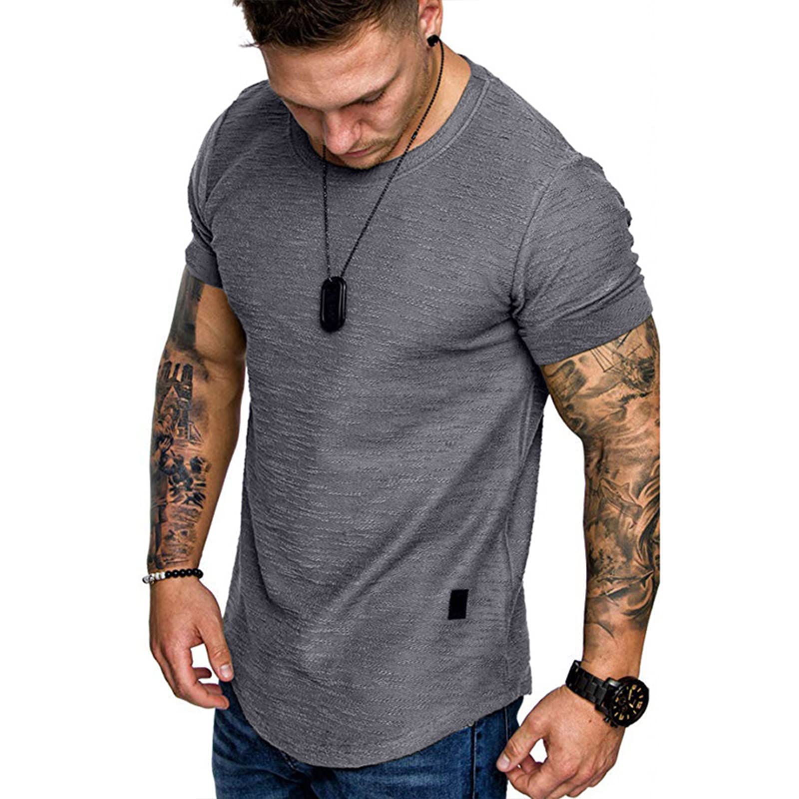 T-shirty z okrągłym dekoltem z krótkim rękawem czysta bawełna męskie rozciągliwe ponadwymiarowe szybkoschnące T-shirty oddychające wygodne