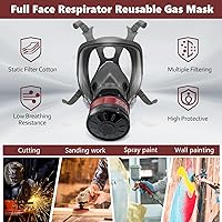 Vista 13 de Full face Respirator Mask - Gas Masks Survival Nuclear and Chemical with Activated Carbon Filter for Chemical Dust