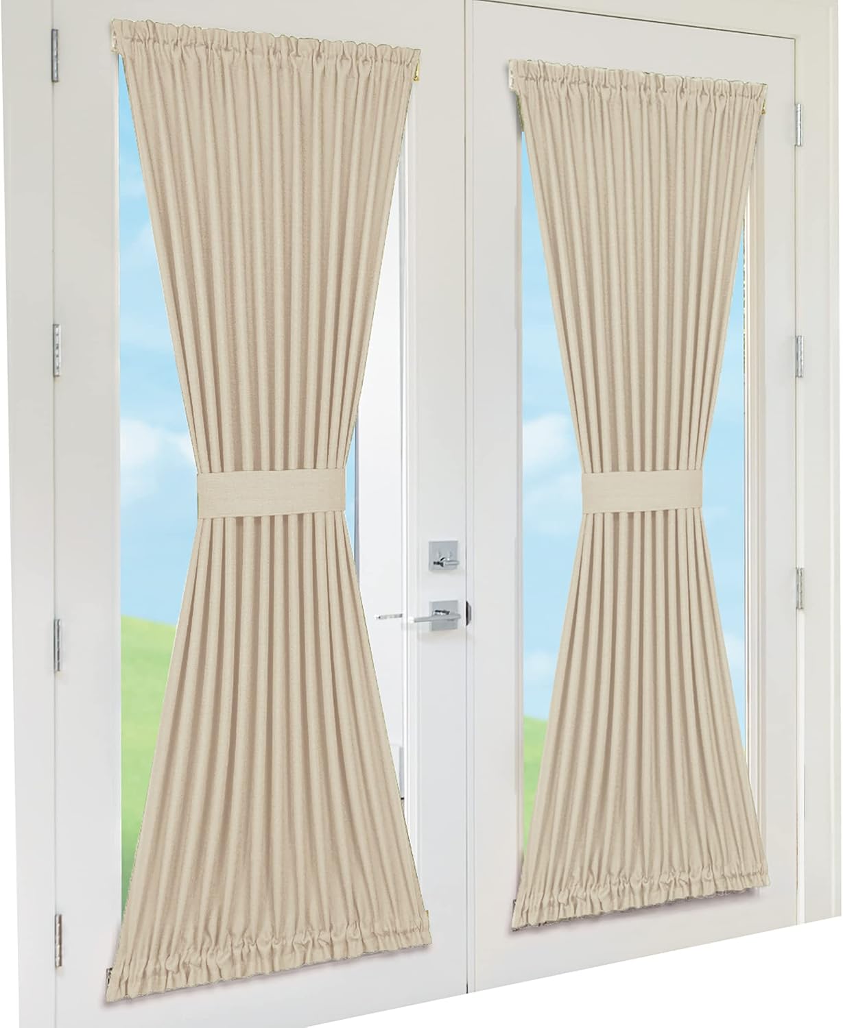 ACHIM Home Furnishings Darcy Rod Pocket Door Panel with Tieback, 54" x 72", Tan