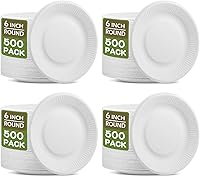 Vista 8 de Mimorou 500 platos de papel 100% compostables a granel, platos de papel desechables de caña de azúcar, color marrón, a granel, pequeños, postres