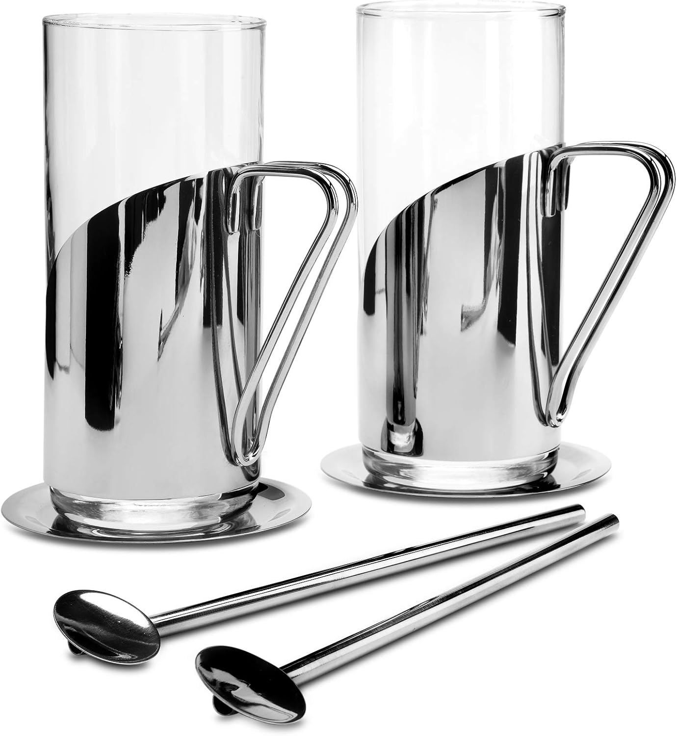 Kilo C75 Set of 2 Latte, Coffee, Tea Glasses SpoonStraws