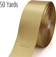 Vista 2 de Cinta de 3,81 cm de Oro Champán de 50 yardas para envolver regalos, perfecta para bodas, fiestas, coronas, costura, accesorios para el cabello