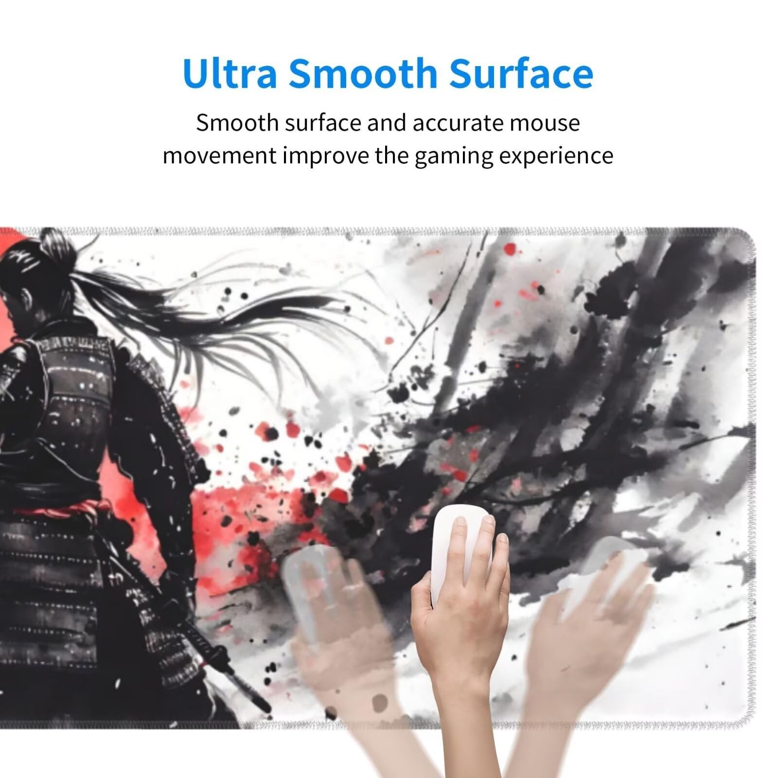 Tappetino Mouse, Tappetino Mouse Gaming Grande XXL 1500x800x3mm Tappetino Scrivania Mouse Pad, Base in Gomma Antiscivolo, Bordi Cuciti,Lavabile, Mousepad per Ufficio e Gaming (Samurai giapponesi) R568