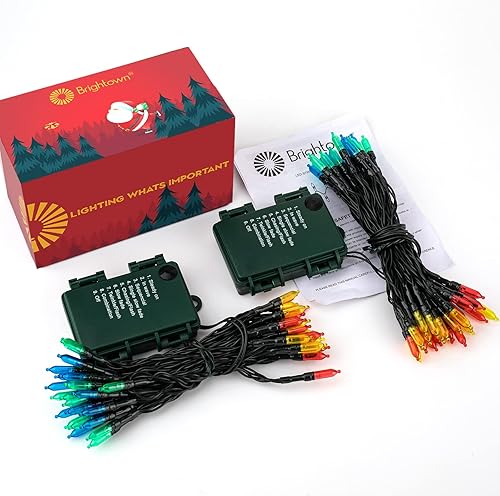 Miniatura 7 de Paquete de 2 luces de Navidad a pilas, 50 luces LED transparentes de 18 pies con 8 modos, luces impermeables para árbol de Navidad, al aire libre,