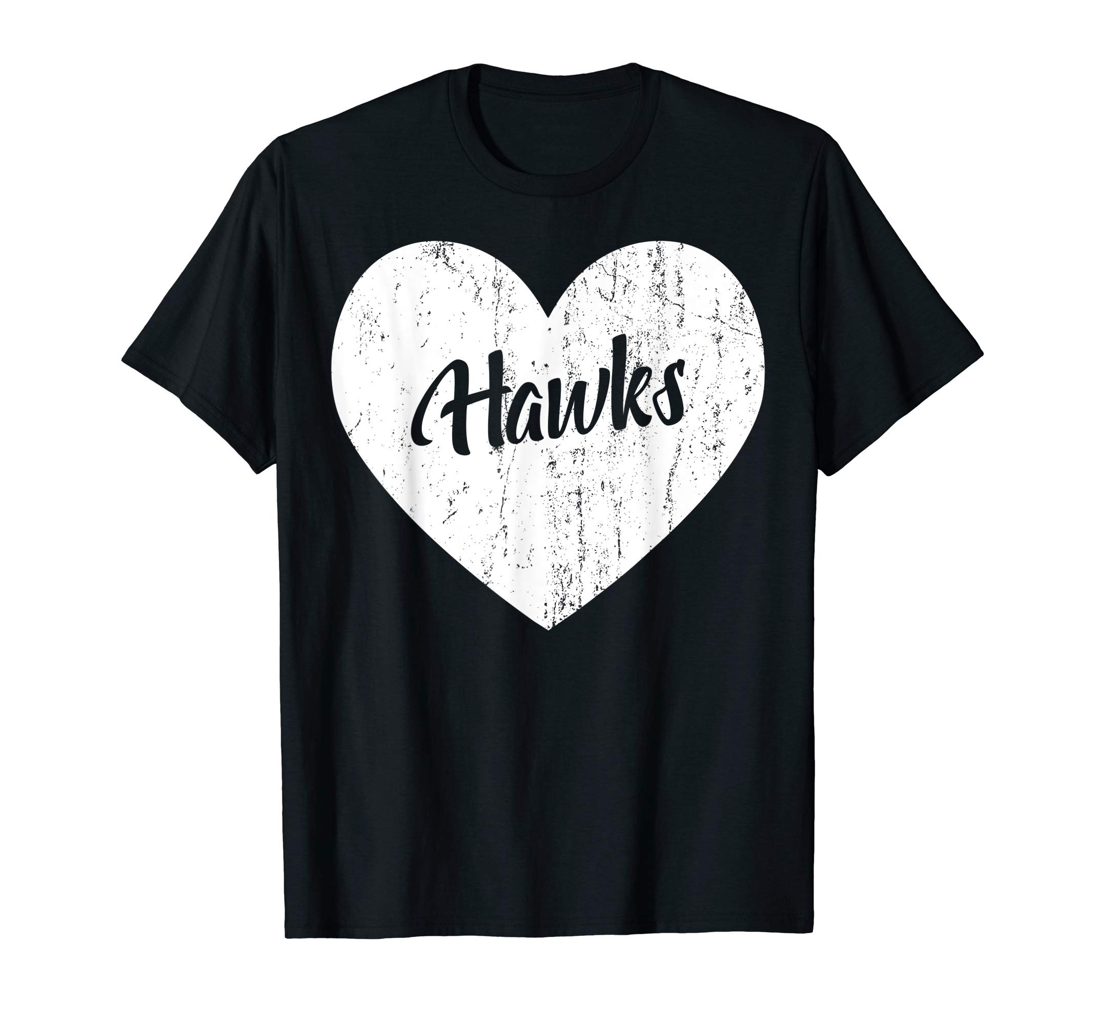 Hawks School Sports Fan Team Spirit Mascot Heart Gift T-ShirtOEKO-TEX STANDARD 100